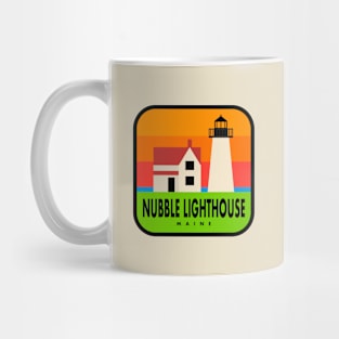 Nubble Lighthouse - Vintage Color Badge Mug